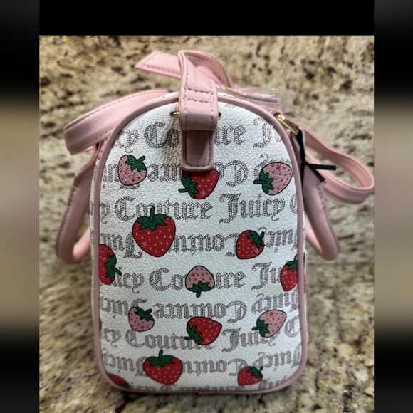 Juicy Couture Freshly Picked π Strawberry Satchel In Pecan White/pink Diam. NWT - Picture 7 of 16
